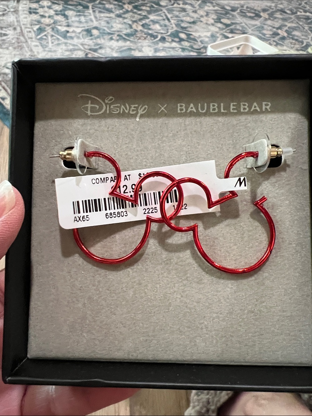 BaubleBar Red Mickey Silhouette Hoop Earrings